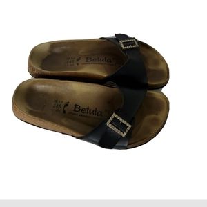 Birkenstock Betula Black Rhinestone Buckle Sandals Size 7/38